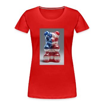 American Flag Gummy Bear - Women's Premium Organic T-Shirt - red - Front - Mia (176cm)