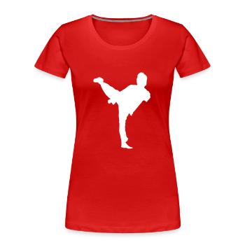 Bruce Lee White Shadow Side Kick - T-shirt bio Premium Femme - rouge - Devant - Mia (176cm)