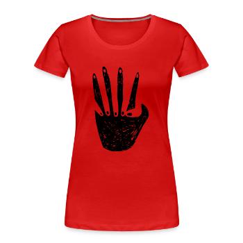 Main dans la main - T-shirt bio Premium Femme - rouge - Devant - Mia (176cm)