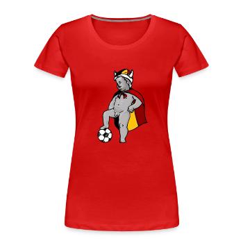 manneken pis / coupe du monde / football / - T-shirt bio Premium Femme - rouge - Devant - Mia (176cm)