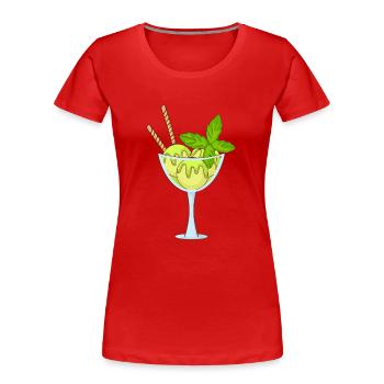 Crème glacée, crème glacée, crème glacée, crème glacée, boule, crème glacée, sundae - T-shirt bio Premium Femme - rouge - Devant - Mia (176cm)