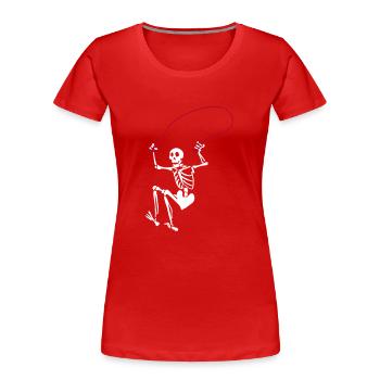 Skeleton during rope skipping - Women's Premium Organic T-Shirt - red - Front - Mia (176cm)