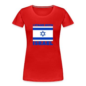 Je suis aux côtés d’Israël - T-shirt bio Premium Femme - rouge - Devant - Mia (176cm)
