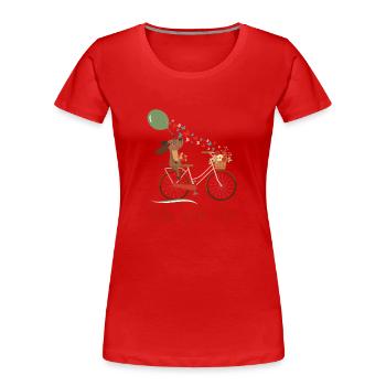 Ride with Joy with Dog - Women's Premium Organic T-Shirt - red - Front - Mia (176cm)