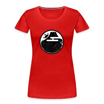 motif japonais "Fuji et Wave" - T-shirt bio Premium Femme - rouge - Devant - Mia (176cm)