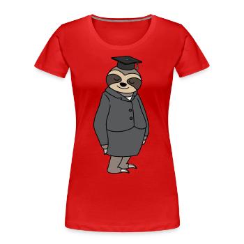 Faultier Abschluss mit Doktorhut Prüfung bestanden - Frauen Premium Bio T-Shirt - Rot - Vorne - Mia (176cm)