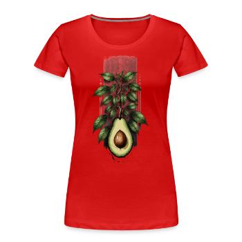 Avocadosprossen: Baum, der aus einer Avocado hervorgeht - Frauen Premium Bio T-Shirt - Rot - Vorne - Mia (176cm)