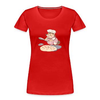 Cheerful Hedgehog Baker: Heartfelt Delights - Women's Premium Organic T-Shirt - red - Front - Mia (176cm)