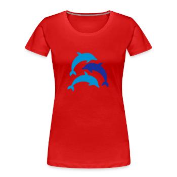 Delfine - Frauen Premium Bio T-Shirt - Rot - Vorne - Mia (176cm)
