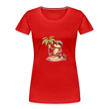 Faultier Sommer Strand Urlaub - Frauen Premium Bio T-Shirt - Rot - Vorne - Mia (176cm)