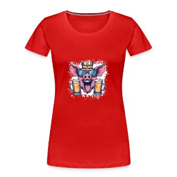 Fête de la bière de porc - T-shirt bio Premium Femme - rouge - Devant - Mia (176cm)