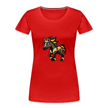 Pferd Comic Krone - Frauen Premium Bio T-Shirt - Rot - Vorne - Mia (176cm)