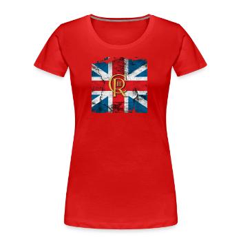 British King Coronation Charles England Flag - Women's Premium Organic T-Shirt - red - Front - Mia (176cm)