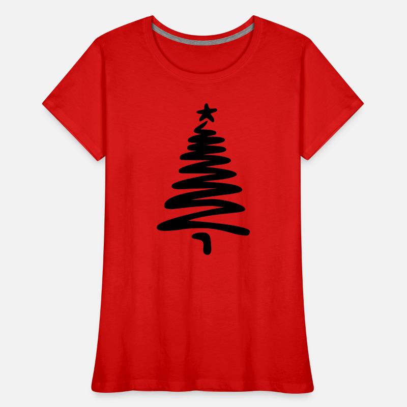 Christmas tree linear hand-drawn Women's Premium Organic T-Shirt