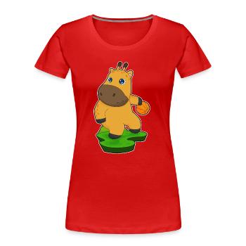 Giraffe Basketball Player Basketball - Women's Premium Organic T-Shirt - red - Front - Mia (176cm)
