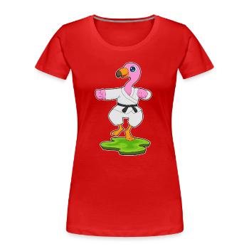 Karate Flamingo arts martiaux - T-shirt bio Premium Femme - rouge - Devant - Mia (176cm)