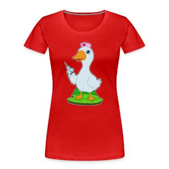Infirmière Canard Vie Quotidienne - T-shirt bio Premium Femme - rouge - Devant - Mia (176cm)