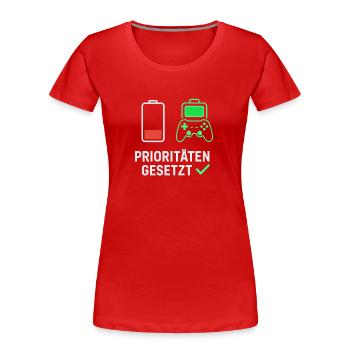 Conception de motivation de jeu pour les fans - T-shirt bio Premium Femme - rouge - Devant - Mia (176cm)