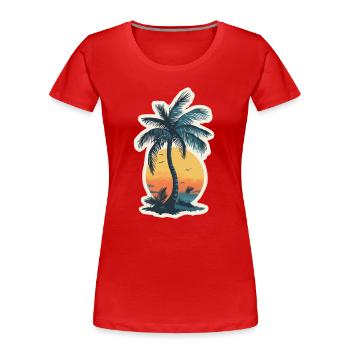 Palm tree - Women's Premium Organic T-Shirt - red - Front - Mia (176cm)