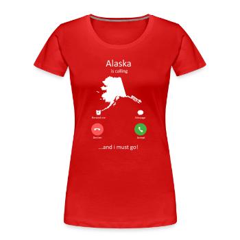 Alaskan Malamute Is Calling Funny Dog Owner - Women's Premium Organic T-Shirt - red - Front - Mia (176cm)