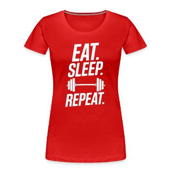 Dumbbell Weightlifting Workout Fitness Bodybuilding - Women's Premium Organic T-Shirt - red - Front - Mia (176cm)