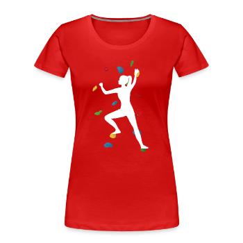 Kletterwandfrau weiß – Klettergeist - Frauen Premium Bio T-Shirt - Rot - Vorne - Mia (176cm)