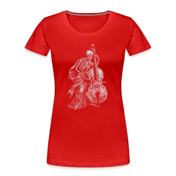Skeleton spielt Kontrabass - Frauen Premium Bio T-Shirt - Rot - Vorne - Mia (176cm)