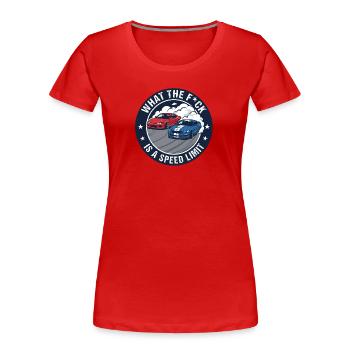 Conception du cercle humoristique à dérive - T-shirt bio Premium Femme - rouge - Devant - Mia (176cm)