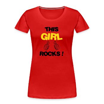 Woman Frau Femme Girl Fille Mädchen Wife - Women's Premium Organic T-Shirt - red - Front - Mia (176cm)