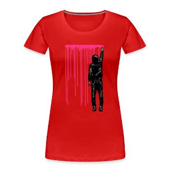 STREET ART - SPRAY BOY - Women's Premium Organic T-Shirt - red - Front - Mia (176cm)