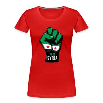 Free Syria Freies Syrien Hand Frauen - Frauen Premium Bio T-Shirt - Rot - Vorne - Mia (176cm)