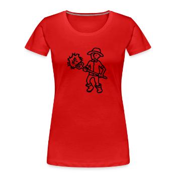 Landwirt Heu - line - Frauen Premium Bio T-Shirt - Rot - Vorne - Mia (176cm)