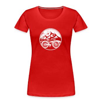 Mit dem Fahrrad in den Bergen - Frauen Premium Bio T-Shirt - Rot - Vorne - Mia (176cm)