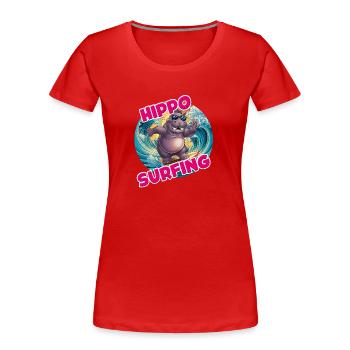 hippopotame surfant hippopotame drôle cool élégant - T-shirt bio Premium Femme - rouge - Devant - Mia (176cm)
