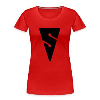 Super Arrow Black - Frauen Premium Bio T-Shirt - Rot - Vorne - Mia (176cm)