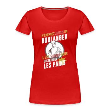Boulanger humour - T-shirt bio Premium Femme - rouge - Devant - Mia (176cm)