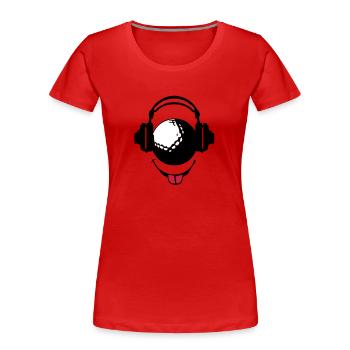 casque headphones golf dj smiley1 - T-shirt bio Premium Femme - rouge - Devant - Mia (176cm)