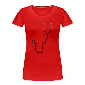 Stethoskop abhoeren herzschlag puls verarzten kran - Frauen Premium Bio T-Shirt - Rot - Vorne - Mia (176cm)