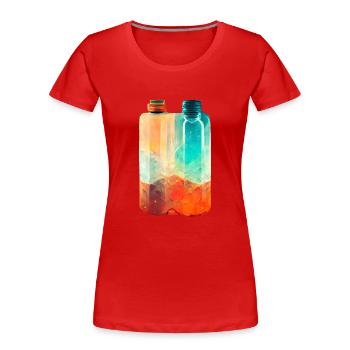 Zwei Trinkflaschen Retro - Frauen Premium Bio T-Shirt - Rot - Vorne - Mia (176cm)