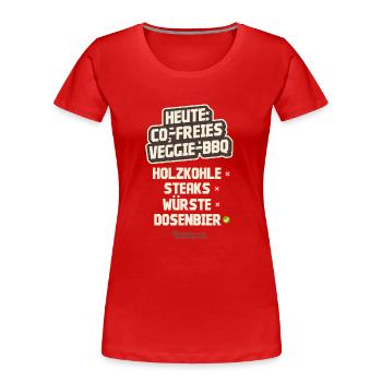 Veggie BBQ CO2-neutral ohne Fleisch und Holzkohle - Frauen Premium Bio T-Shirt - Rot - Vorne - Mia (176cm)
