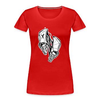 Geteilter Schädel // Illustration - Frauen Premium Bio T-Shirt - Rot - Vorne - Mia (176cm)