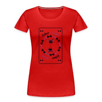 Joker Jolly Clown Girl Kartenspiel Spielkarte - Frauen Premium Bio T-Shirt - Rot - Vorne - Mia (176cm)