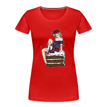 Gâteau aux cerises // Forêt-Noire - T-shirt bio Premium Femme - rouge - Devant - Mia (176cm)