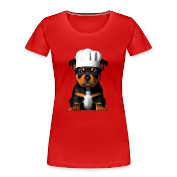 Rottweiler Gastronom Hunde Kochen Hund Hundewelpe - Frauen Premium Bio T-Shirt - Rot - Vorne - Mia (176cm)