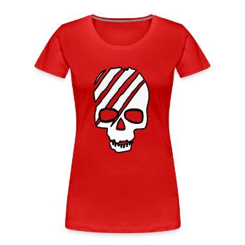 Totenkopf "Skizze" - Frauen Premium Bio T-Shirt - Rot - Vorne - Mia (176cm)