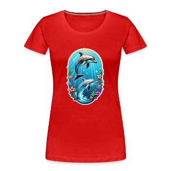 Dolphin & Ocean - Women's Premium Organic T-Shirt - red - Front - Mia (176cm)