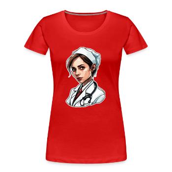 Médecin / professionnel de la santé / médecin / profession / spécialiste - T-shirt bio Premium Femme - rouge - Devant - Mia (176cm)