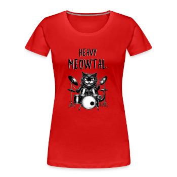 Heavy Metall Cat - Frauen Premium Bio T-Shirt - Rot - Vorne - Mia (176cm)