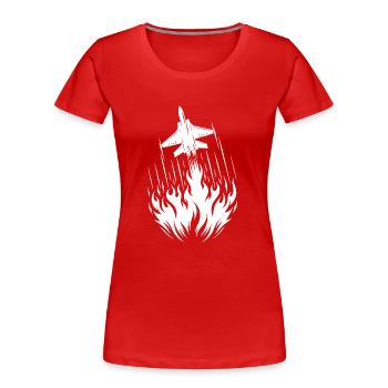 Kampfjet Modellflugzeug Feuer Flammen Flug - Frauen Premium Bio T-Shirt - Rot - Vorne - Mia (176cm)