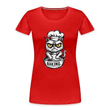 Backen, weil Mord falsch ist Sarkastische Katze - Frauen Premium Bio T-Shirt - Rot - Vorne - Mia (176cm)